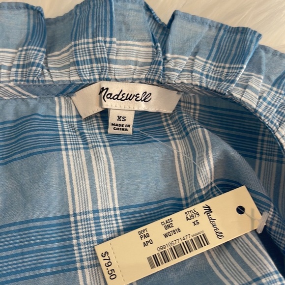 NWT Madewell Ruffle-Neck Top in Colwell Plaid - Picture 6 of 6